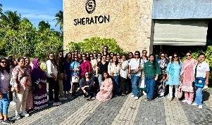 A Pink Oasis ladies group outside the Sheraton hotel in Sri Lanka